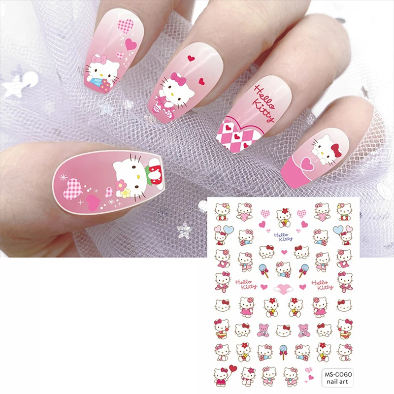 1 arkusz 3D Kawaii Cartoon Sanrio Naklejki na paznokcie Hello Kitty Kuromi Cinnamoroll Animacja Naklejki na paznokcie Press On Nails Art Supplies