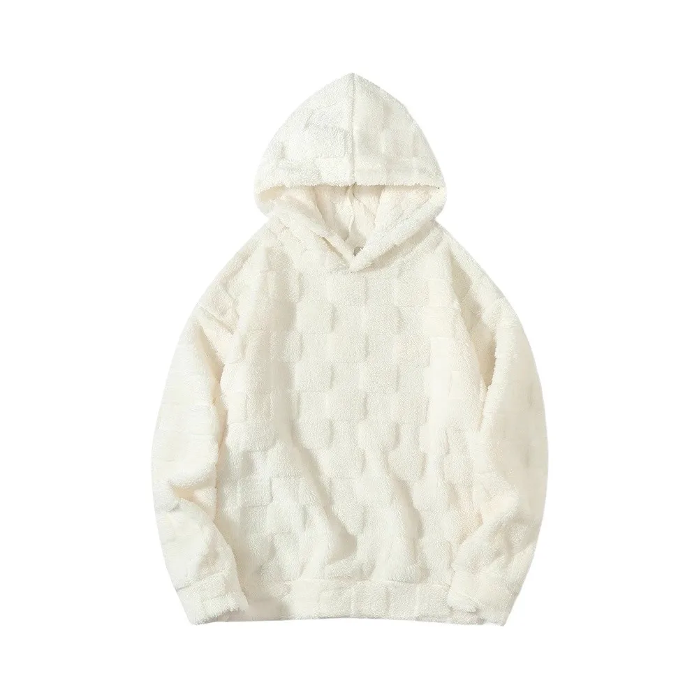 Loose Fit Hooded Sweatshirt Men's Polyester Solid Color Long Sleeve Round Neck Casual Sweater with Pockets M 2XL Sizes