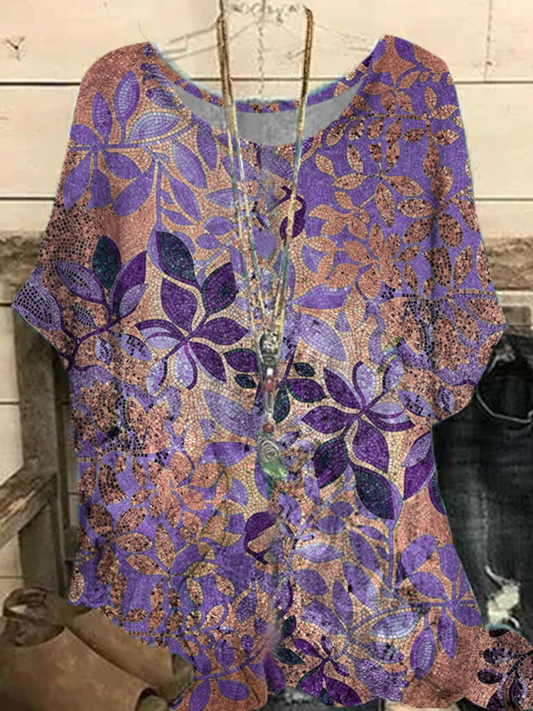 Plus Size 5XL t-shirt da donna O collo estate manica corta top stampa floreale abbigliamento donna oversize moda femminile Streetwear