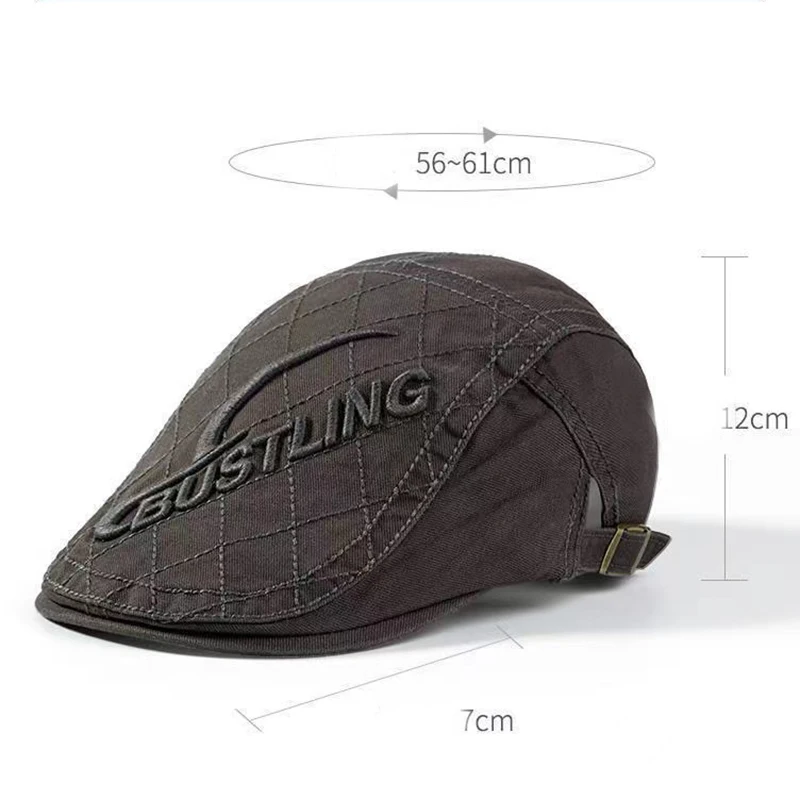 New Men\'s Casual Hat Berets Cotton Caps For Spring Summer Autumn Cabbie Flat Cap Breathable letter Newsboy Beret fishing Cap