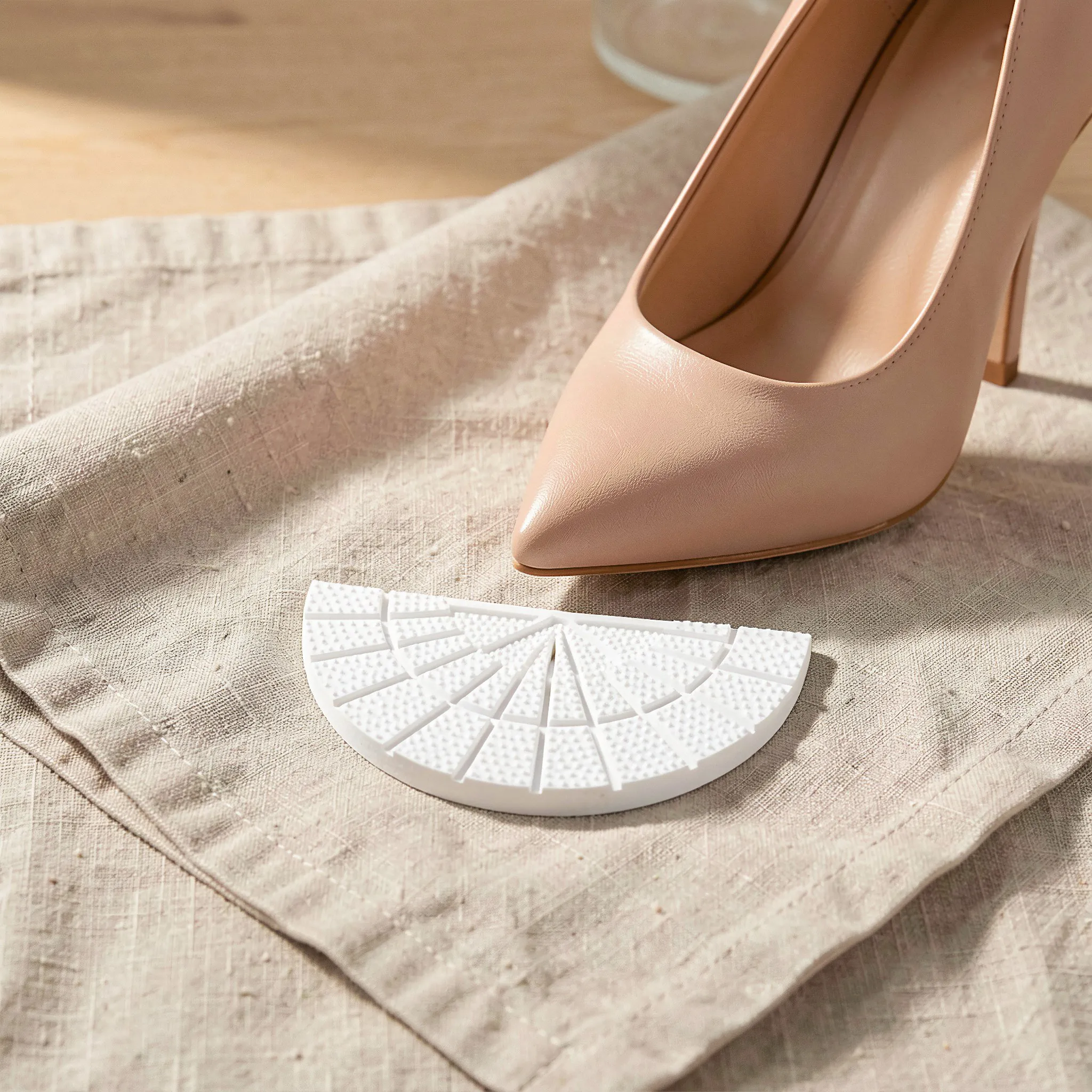 4Pairs Shoe Heel Repair Pads 5Mm Thick Semicircle White Rubber Sole Pads Nonslip Non Skid Shoe Heel Protector for Daily