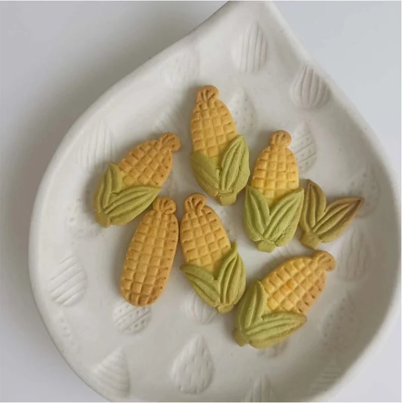 Corn Cookie Cutter Mold 3D Cartoon Vegetables Fruits Corn Shaped Biscuit Embossing Mould PLA Fondant Cake Decorating Tools