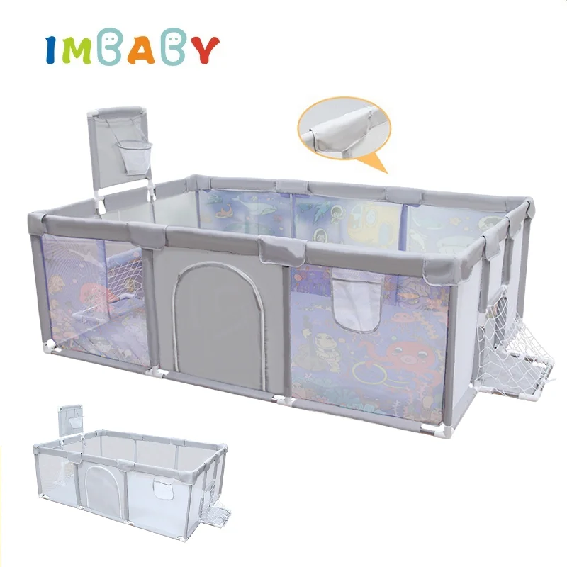 IMBABY Baby Playpens Cartoon Baby Corralitos with Protective Angle Playpen for Children Indoor Game Parks for Baby Playground