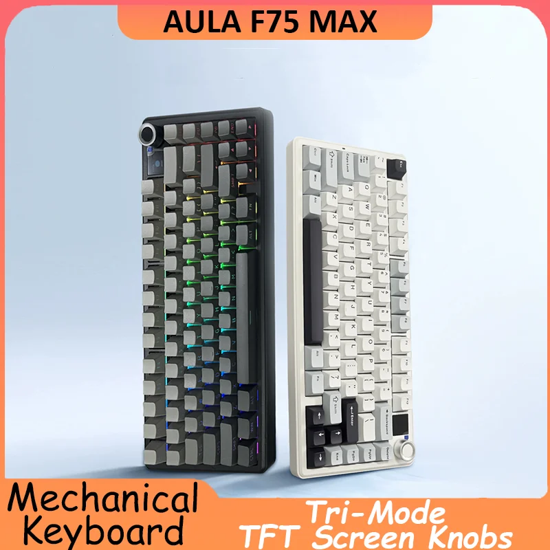 

AULA F75 MAX Wireless Mechanical Keyboard Bluetooth/2.4G Hot-Swap RGB Office Keyboard Gaming Keyboards with TFT Screen for PC