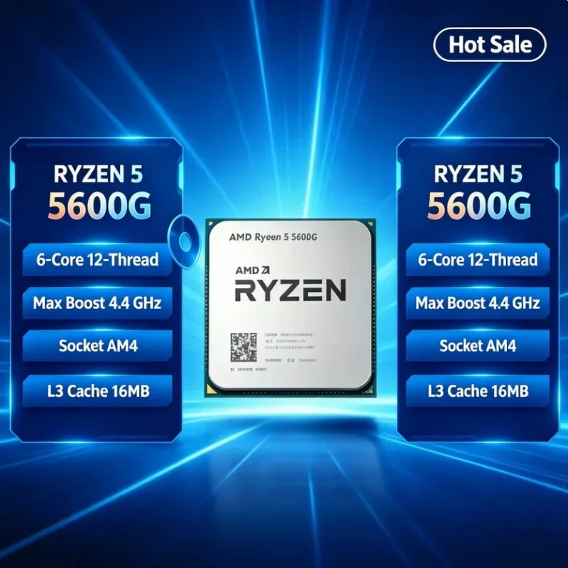 AMD Ryzen 5 5600G R5 5600G 6 Core 12 Thread APU with Radeon Vega 7 Graphics 3.9GHz Base Up to 4.4GHz Boost AM4 65W Unlocked