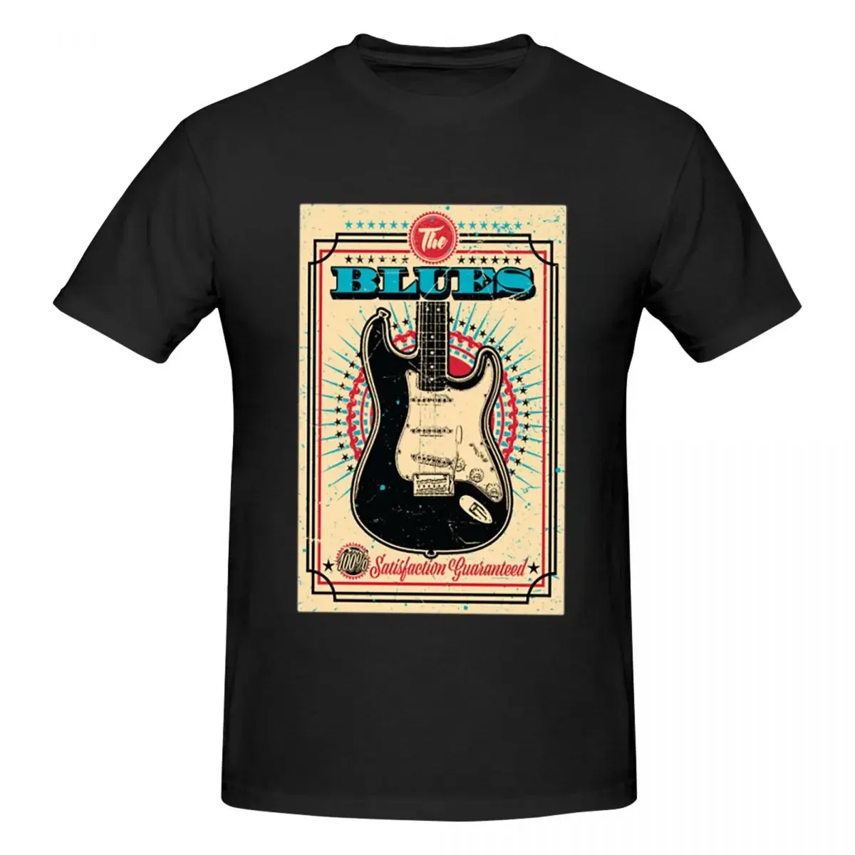 The Blues Vintage Style Guitar - TAN Men T-Shirt Funny Plus Size T Shirts Men's O-Neck Cotton Tees Short Summer Male