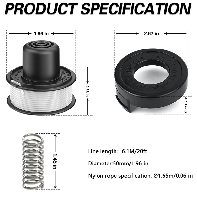 A6226-XJ Strimmer Spool Compatible with Black+Decker Gr  Trimmer Replace GL250, GL310 Models with Strimmer Spool Cover