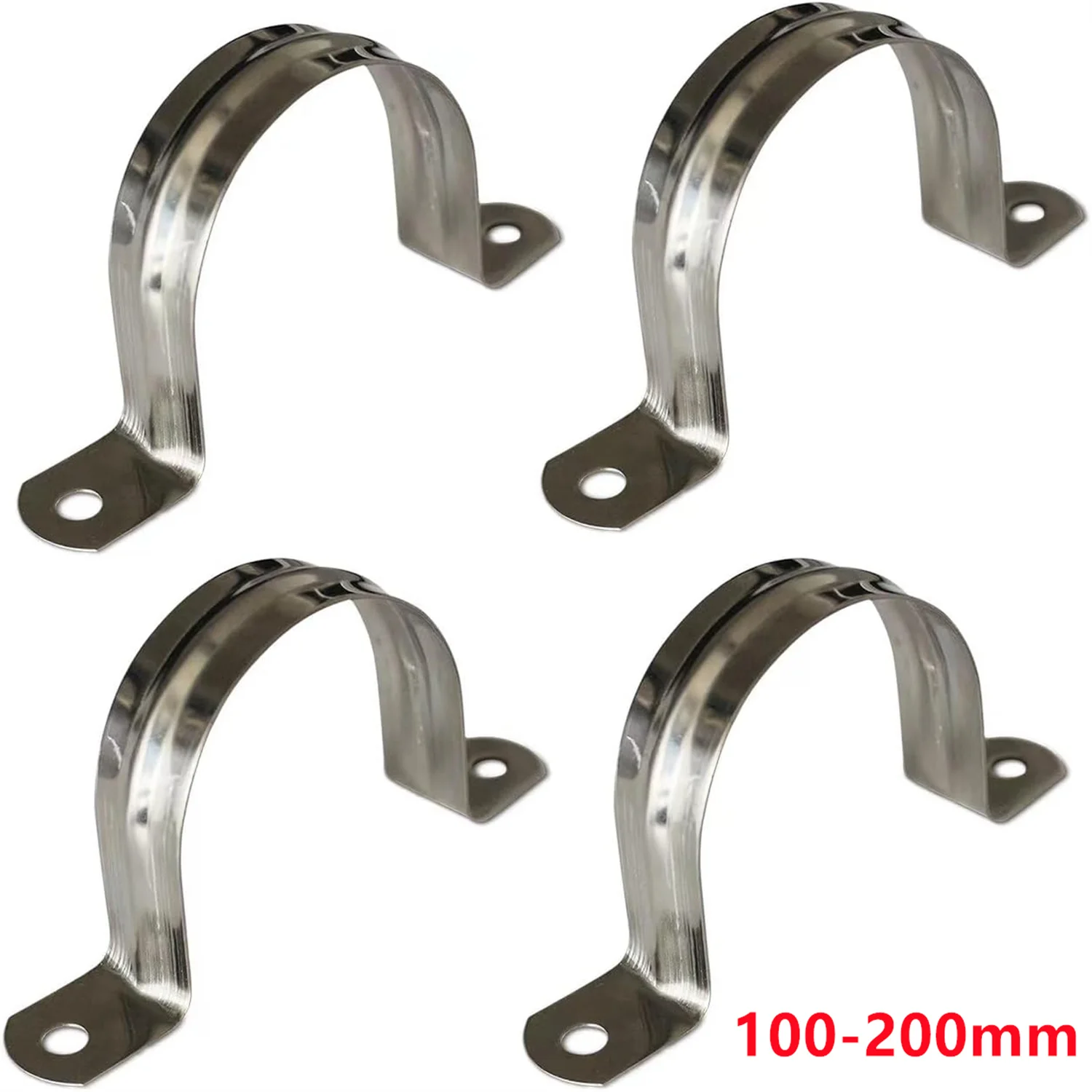 4pcs 100-200mm U shape Pipe Clamps Riding Clip Clamps Pipe Saddle Clamps Hose Clips 304 Stainless Steel U Type Plumbing Brackets