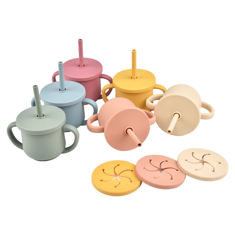 1pcs Baby Silicone Straw Cup BPA Free Portable Storage Snack Container Feeding Cup Kids Leakproof Learning Drink Cup