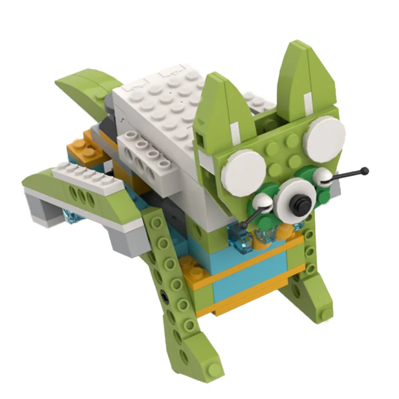 

97 шт. MOC зеленый котенок, модульные строительные блоки, модель, креативная игрушка-дисплей для детей, обучающая сборка своими руками, праздничный подарок