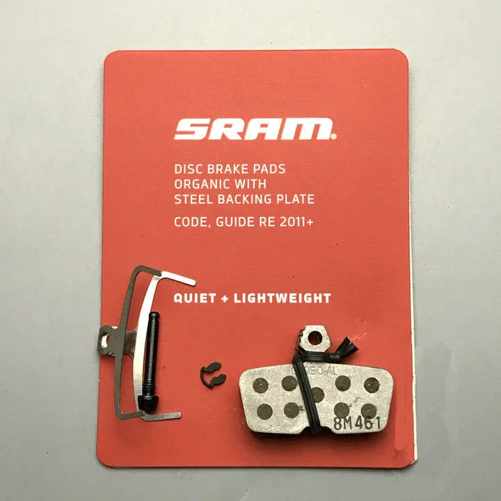 SRAM disc brake pads organic with steel backing plate  CODE, GUIDE RE 2011+ QUIET LIGHTWEIGHT