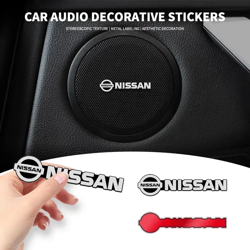 2/4pcs Car Audio Decorate 3D Aluminum Emblem Badge Sticker Decal Accessories For Nissan Nismo Tiida GTR Almera X-Trail Qashqai