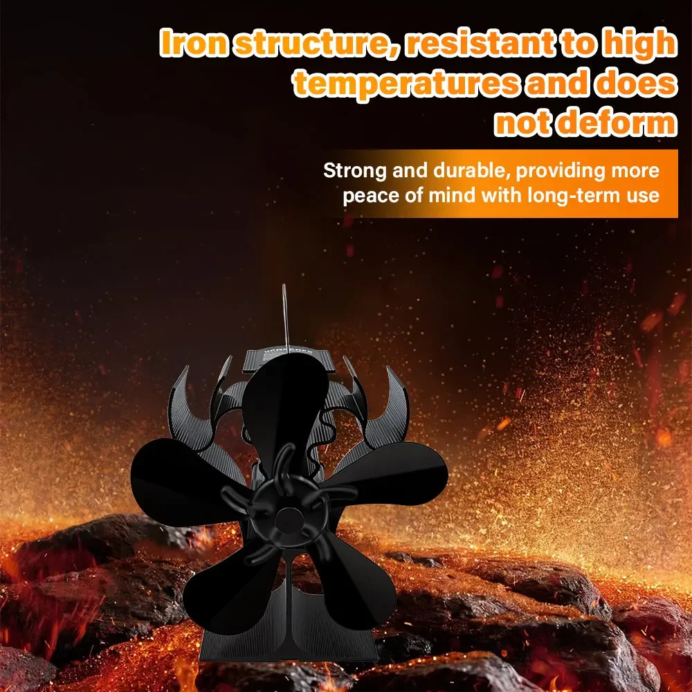 New 5Blades Heat Powered Stove Fan for Wood Log Burner Fireplace Quiet Environmental Fan Heater Tool Efficient Heat Distribution