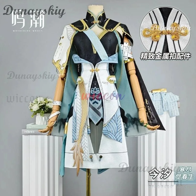 DY20Game Wuthering Waves Jinhsi Косплей Костюм 2Sstyle Костюм Татуировка Наклейка Платье Jinhsi Парик Hanfu Обувь Женская Хэллоуин Cos25