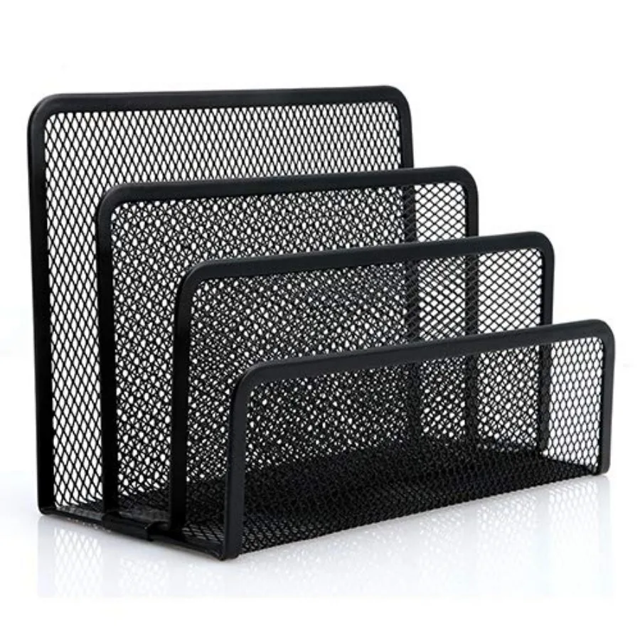 

Black Mesh Letter Sorter Mail Business Document Tray Destop Office File Organiser Holder