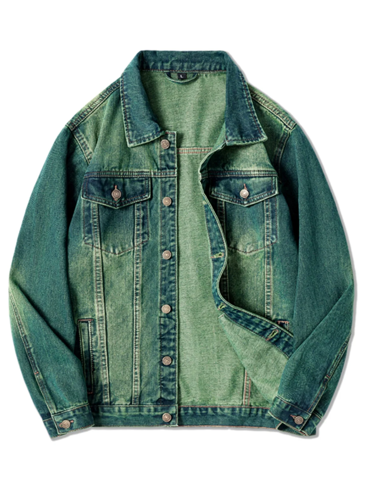 

Ретро-комплект из джинсовой куртки и джинсов для мужчин: ностальгическая верхняя одежда с длинными рукавами, модный городской стиль, весна-осень, свободный крой, ветрозащитный.