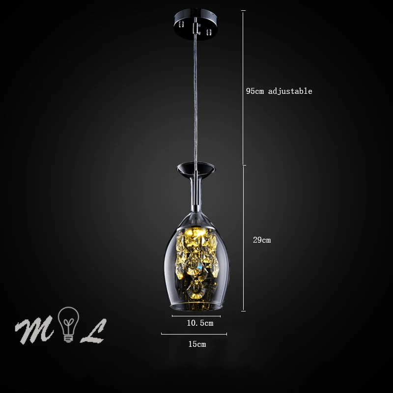 Modern Led K9 Crystal Pendant Light Creative Wine Glass Hanging Lamps Lamparas De Techo Colgante Moderna Home Deco Luminaires