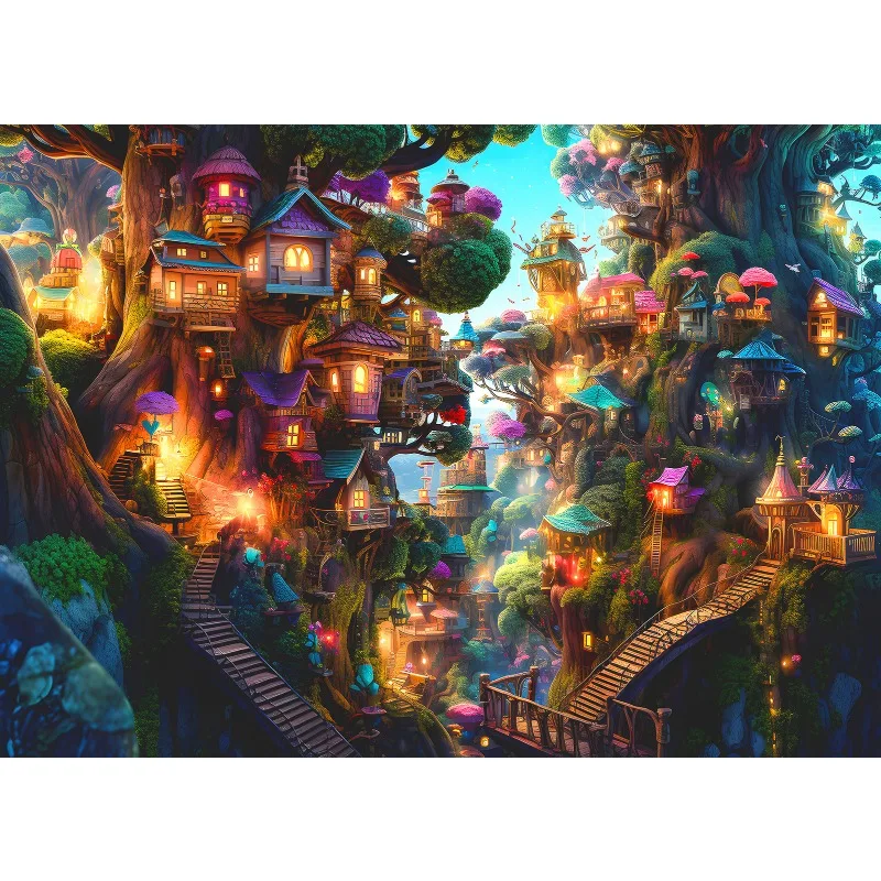 Fantasy Tree House Puzzle 1000pcs Paper High Difficulty Paper Adult Puzzle Decompression Toy Gift High Difficulty Hot Selling