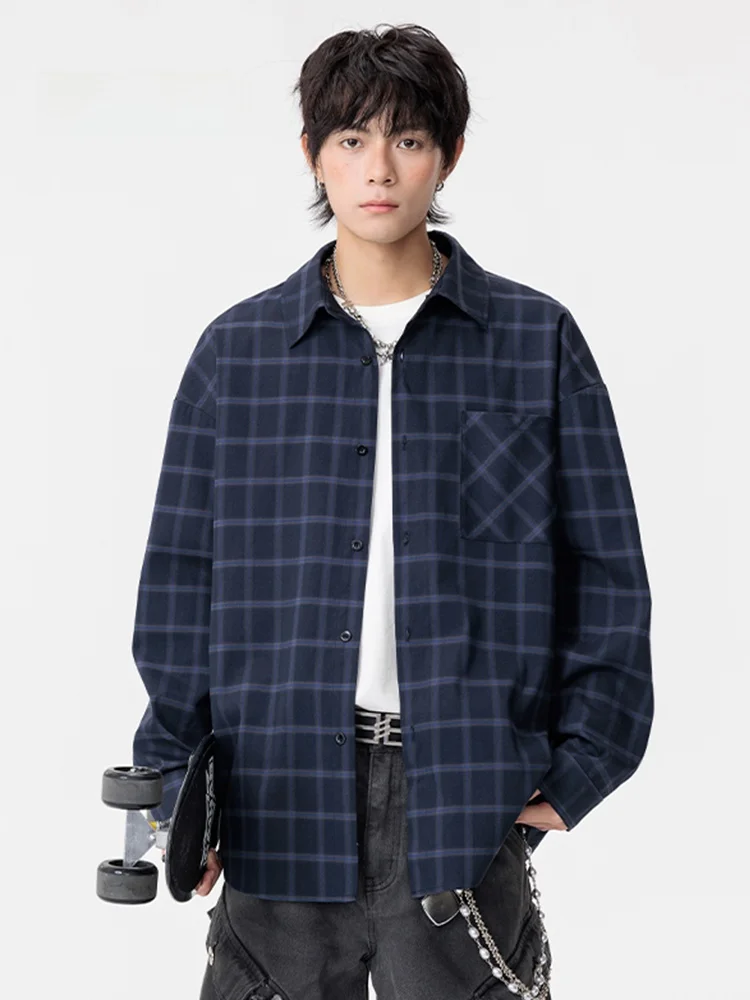 

Мужская рубашка в клетку MMOPTOP с длинным рукавом, весна-осень, свободный крой, комфортная, классический стиль, повседневная верхняя одежда, смесь полиэстера и хлопка