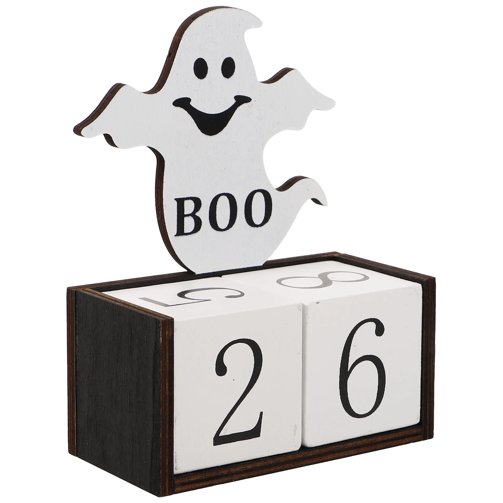 

Wooden Desk Halloween Theme Rustic Decorative Table Calendar For Home Office Reusable Perpetual Calendar Printing Products