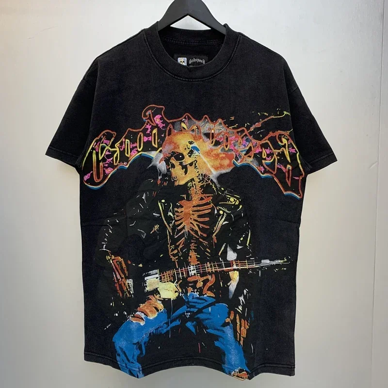 High Street Original Label New GOD SPEED Skull Rock Dreams Skull T-Shirt Vintage Do Old Black Short-sleeved Top