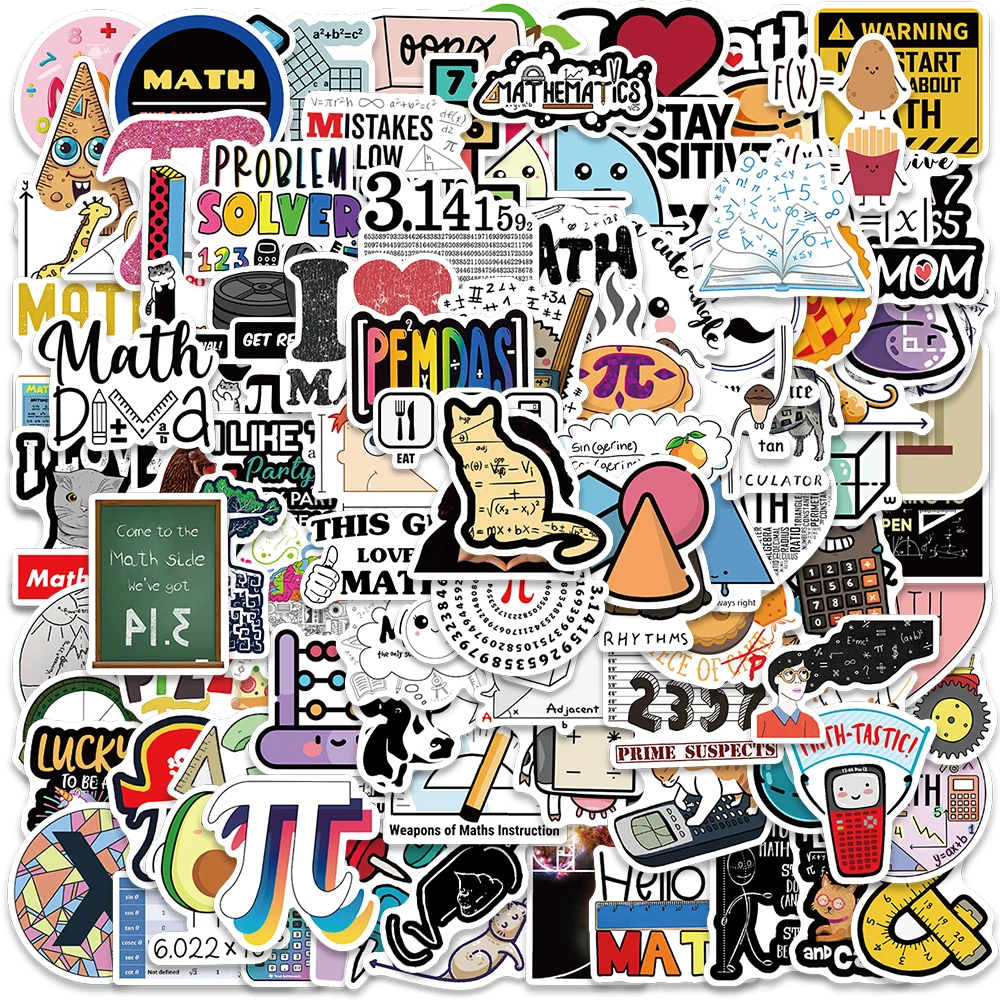 50/100pcs Cute Funny Cartoon Math Graffiti Stickers For Laptop Phone Guitar Luggage Skateboard Diary Waterproof Vinyl Decals