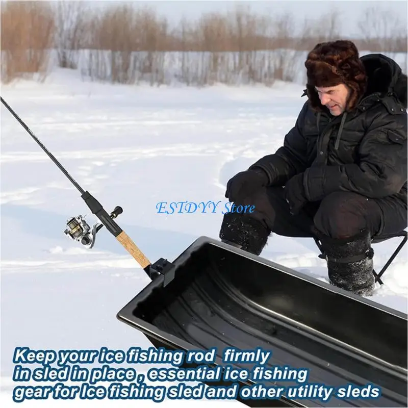 G6DE قضيب معدني قوي لصيد الأسماك على الجليد، يمسك مالك قضيب الزلاجة بخطة مجانية سهلة التركيب