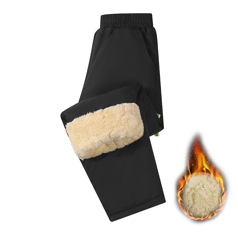 Outdoor Youngsters' Winter Fleece-Lined Cargo Pants - Waterproof & Windproof with Side Pockets, Warm Ski Trousers for Boys Girs