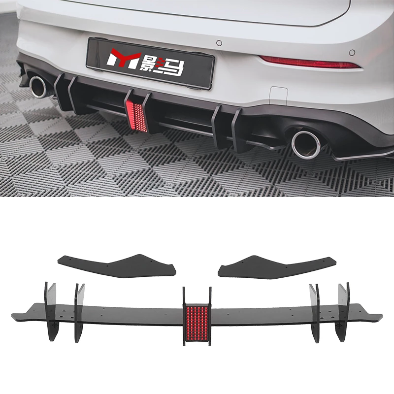 High Quality MAX style LED Car Rear Lip Protector Rear Bumper Lip Rear Diffuser For VW Golf MK8 GTI 2021 2022 2023