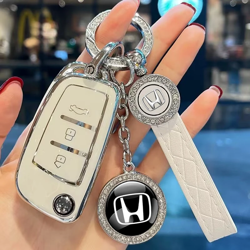 شعار سيارة كريستال المفاتيح مفتاح قلادة عصابة اكسسوارات السيارات لهوندا سيفيك أكورد صالح جاز الطيار CRV أوديسي جواز السفر مدينة HRV