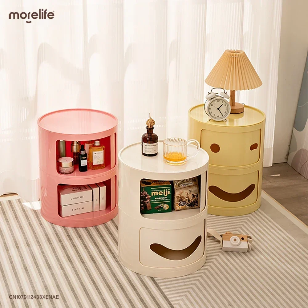 Nordic Smile Plastic Nightstands Modern Living Room Coffee Table Multi-Functional Round Colorful Set Corner Tables Furniture YX+