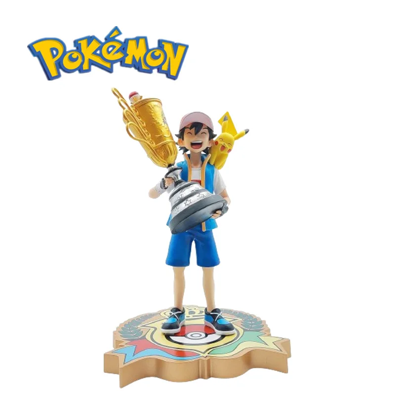 Pokemon Character Series Peripheral Trophies Ash Ketchum Standing Model 30CM Cartoon Figure Children's Toy Desktop Decoration