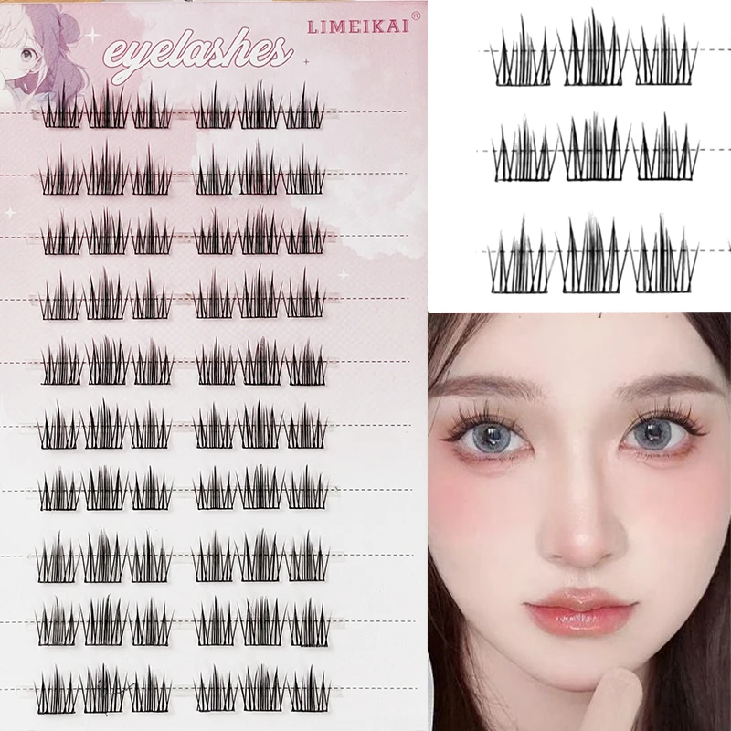 자연스럽고 접착제가 없는 인조 속눈썹 60개 클러스터, 신선하고 자연스럽고 사실적인 속눈썹 스타일로 메이크업에 적합합니다.