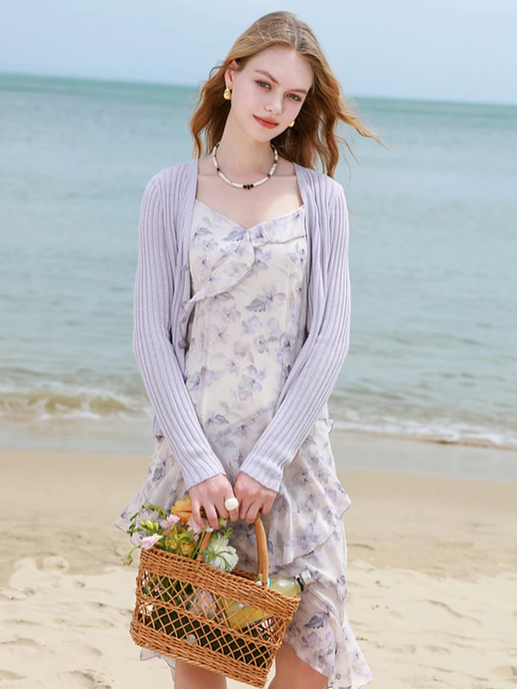 Pull tricoté Long de couleur Pure coréen pour femmes, haut de Protection solaire à bouton unique, Design Simple, vêtements de trajet