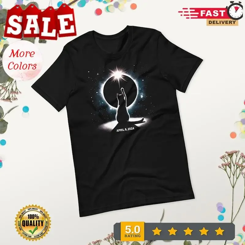 Cat Solar Eclipse T Shirt April 8 2024 Total Watching Sola
