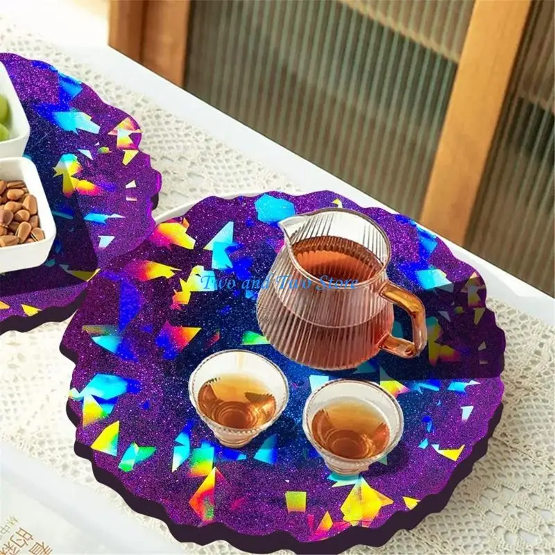 

HX6F Mold Irregular Round Tray Silicone Molds DIY Resin Mold Crystal Epoxy Casting Molds Fruit Plate Mold