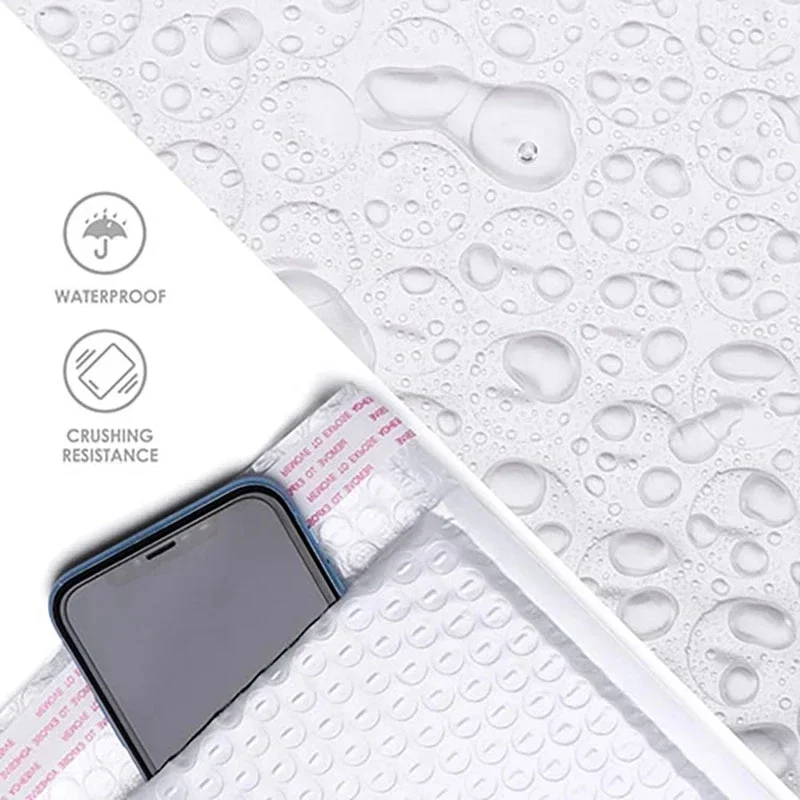 50/10pcs Bubble Envelopes Bag Waterproof White Foam Bubble Mailers Shipping Envelope Bags Plastic Seal Packing Bags 11/15/23cm