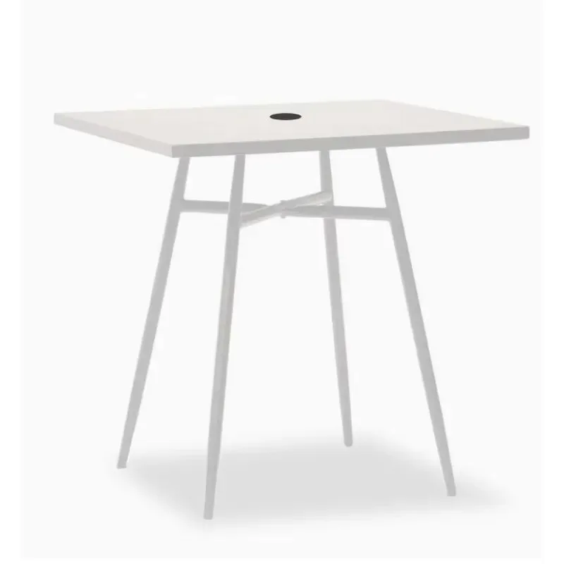 Nordic style square table with umbrella hole waterproof outdoor beach terrace balcony side table white metal