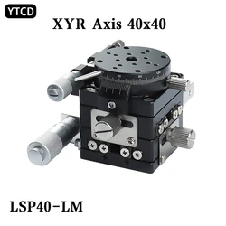 XYR Axis 40mm Micrometer Manual Trimming Platform Translation Table and Rotary Table Cross Rail LSP40 LM High linear rail
