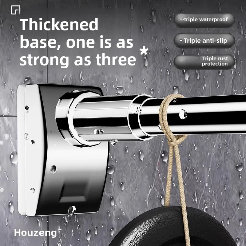 Adjustable Telescopic Tension Rod Clothes Curtains Or Shower Reinforced No-Drill Support Pole M Length Ranges Bathroom Home