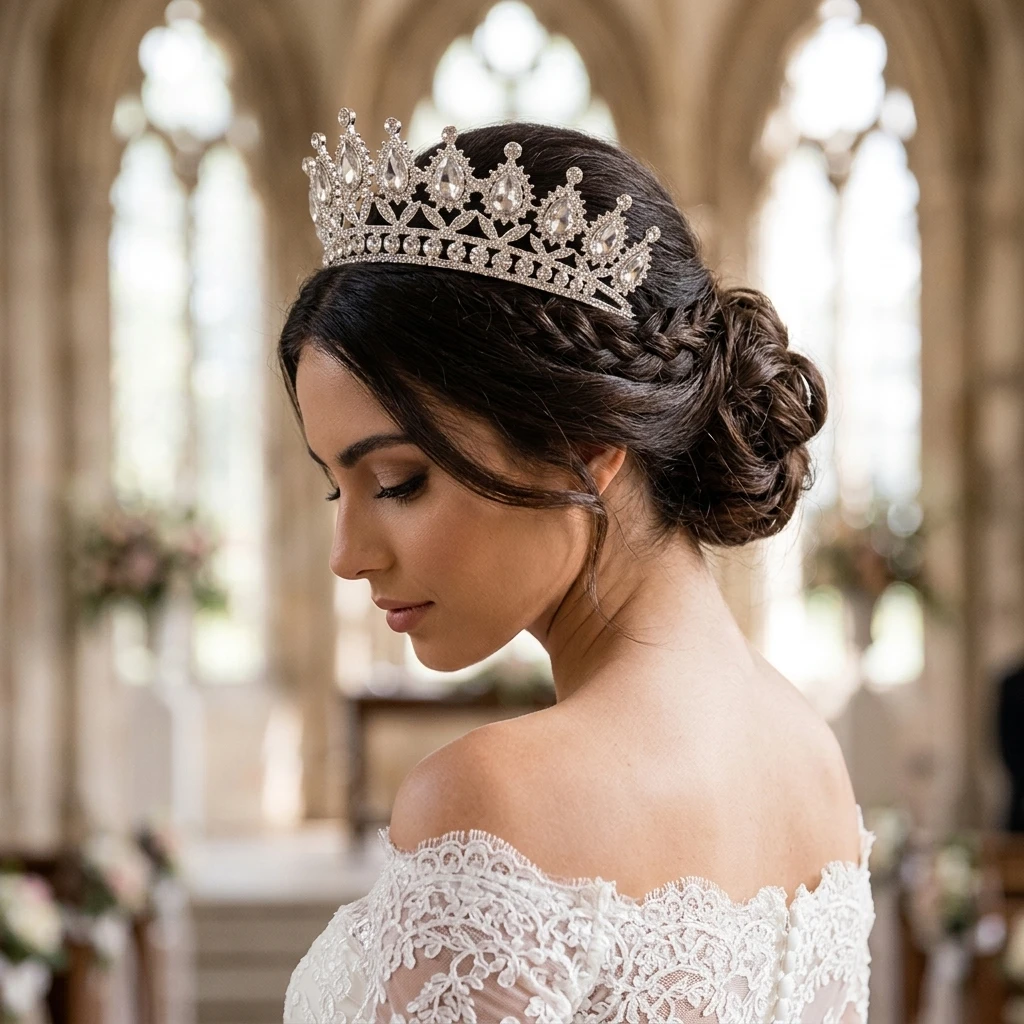Bridal Crown Elegant Wedding Ceremony Princess Diadem for Bride Luxurious Alloy Headpiece Party Hair Accessory Jewelry Gift
