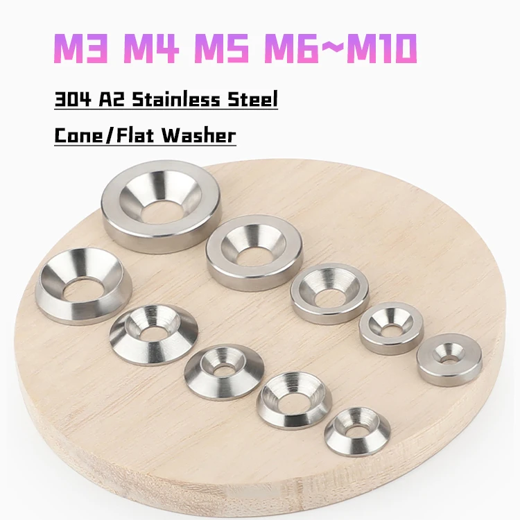 304 A2-70 Stainless Steel Concave and Convex Tapered Washer M3 M4 M5 M6 M8 M10 Solid Countersunk Head Flat Gasket Conical Washer
