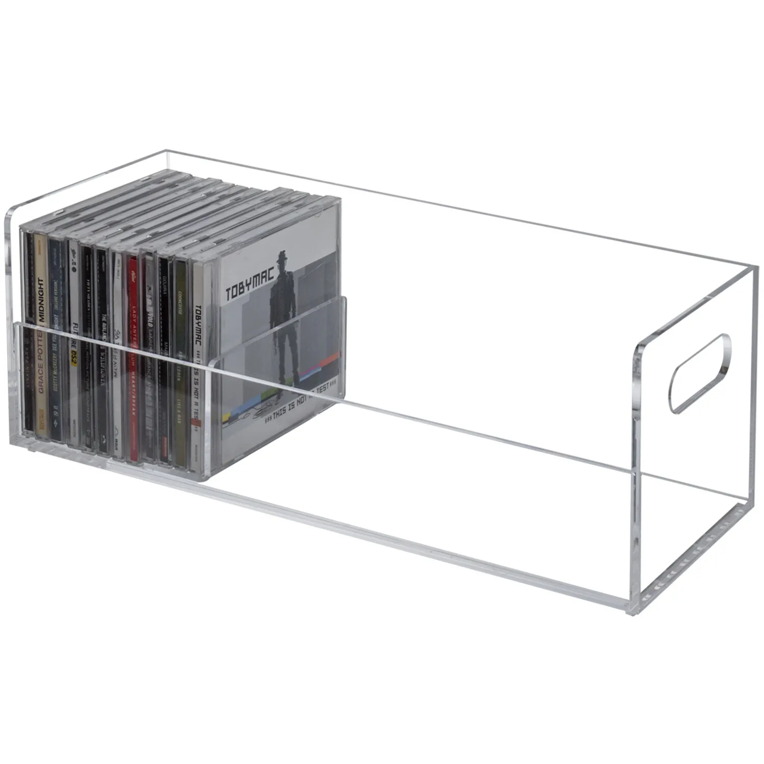 

Clear Acrylic Stackable CD Holder Rack, Media Storage Organizer w/ Cutout Handle