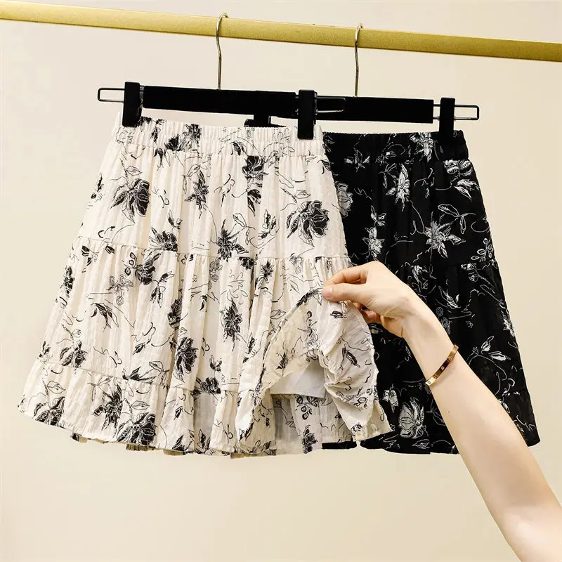 Women's Floral Chiffon Mini Skirt - Casual Campus Style Spring/Summer Fashion Short Skirt G501