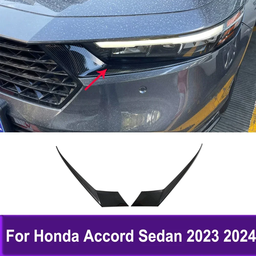 

Accessories For Honda Accord Sedan 2023 2024 Front Headlight Lamp Eyebrow Trim Cover Sticker Decoration Carbon Fiber