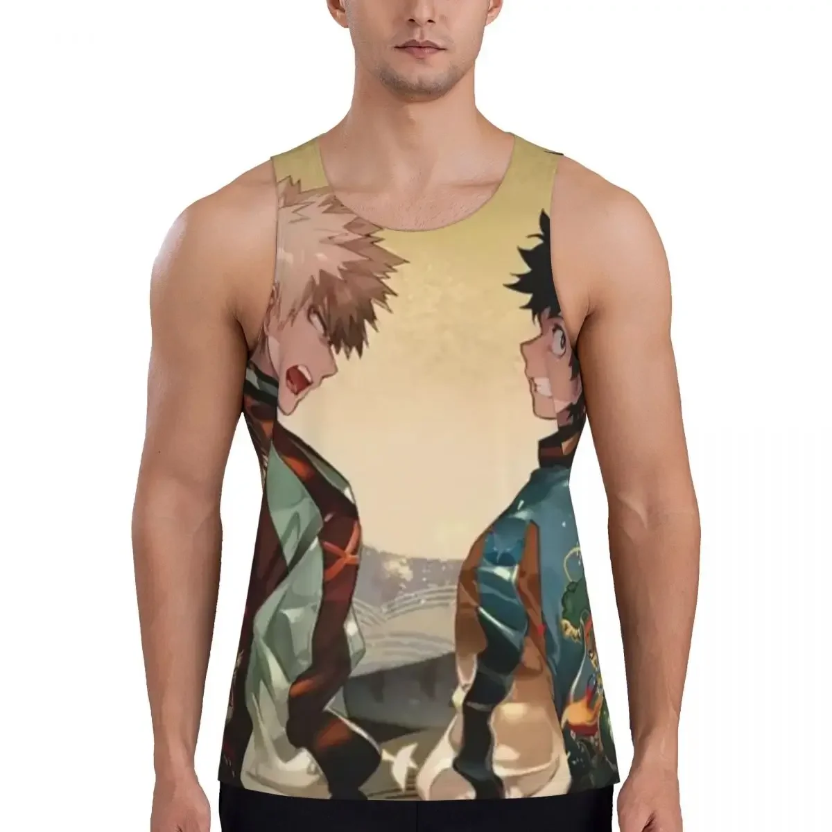 My Hero Academia Deku All Might Gym Tank Bodybuilding Vest Fitness Sleeveless Tops Quick Dry Men Workout Sports Clothing