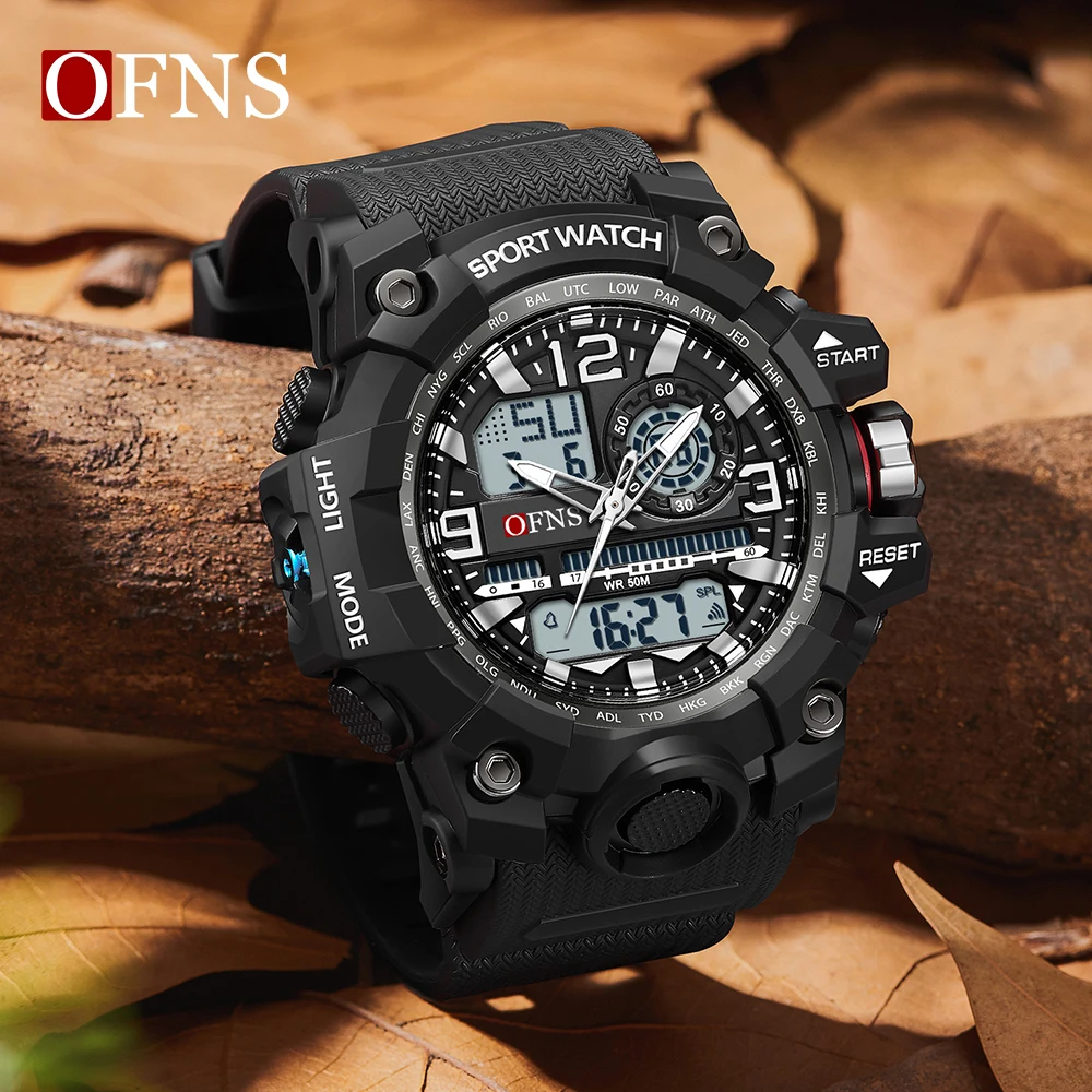 OFNS Top Luxury G Style Men\'s Sports Watches 50M Waterproof Outdoors Military Quartz Watch LED Luminous Men\'s Digital Wristwatch