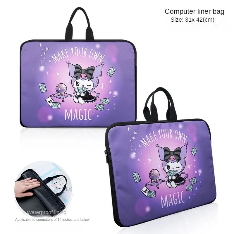 Anime Cartoon Kuromi Portable Oxford Cloth Laptop Bag Dirt-resistant Computer Bag Lining Fits Computers Up To 14 Inches.