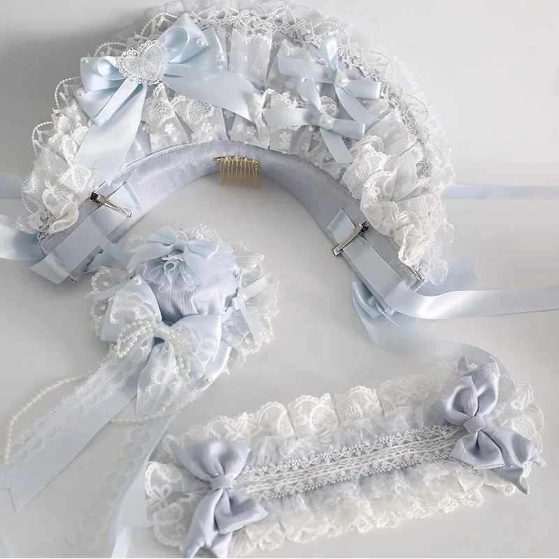 Nowa Oryginalna Ręcznie Robiona Niebieska Wstążka Fate Kokarda Mały Kapelusz Cosplay Opaska Słodka Dziewczyna KC bnt Czapka Rękaw na Rękę Nakrycie Głowy