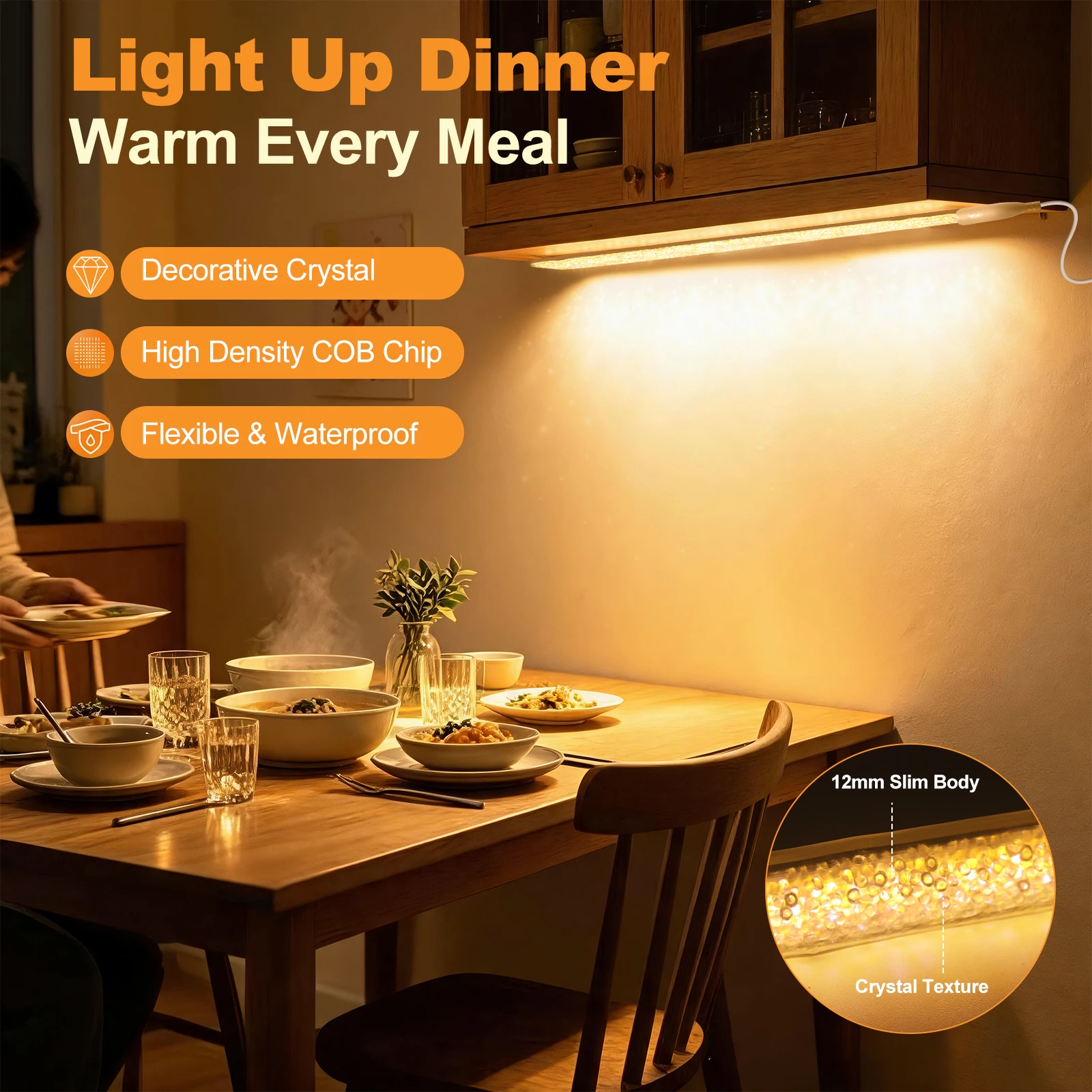 220V Dimmable COB LED Strip Neon Crystal Light With Dimmer/Switch 288LEDs/M White Warm Blue Garden Kitchen Adhesive Ribbon Tape